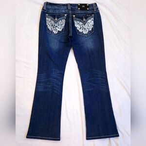 Miss Me Embroidered White Lace Flap Pocket Denim Bootcut Jeans 29 W30/L29.5 EUC